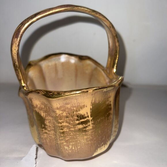 Stangl Granada Gold Porcelain Basket 3621 Hand Painted - Picture 3 of 12